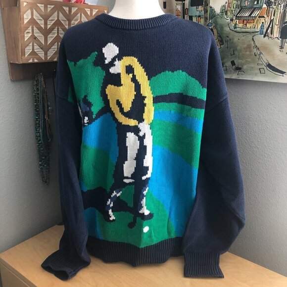 Vintage John Ashford Golf Big Image Golfing Knit Sweater - 80s 90s - Picture 2 of 12